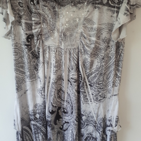 One World Tunic Top Sz L Ruffles Bling - Picture 2 of 8